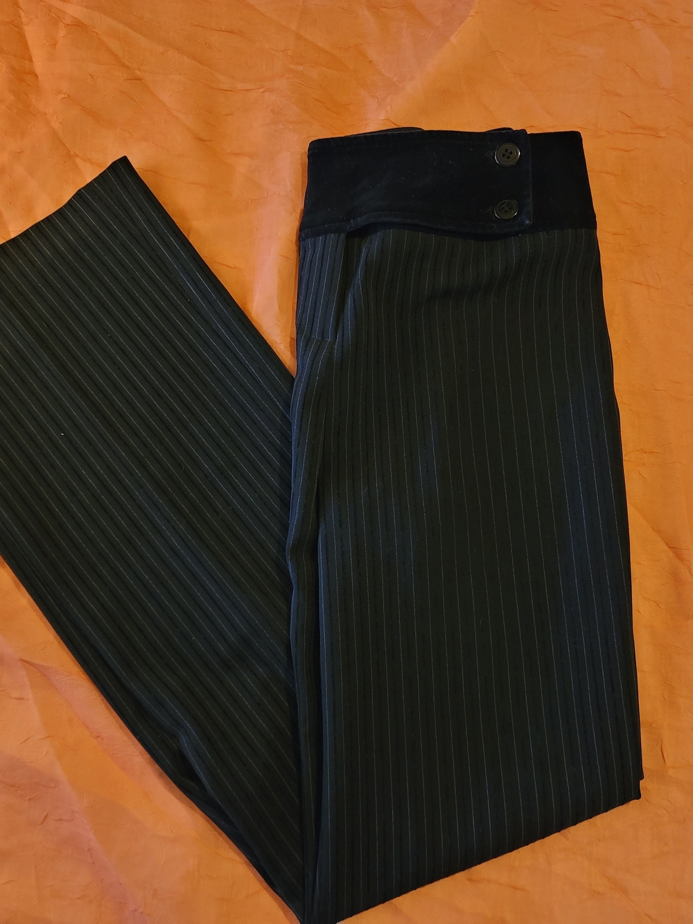Haggar Black Pinstriped Dress Pants